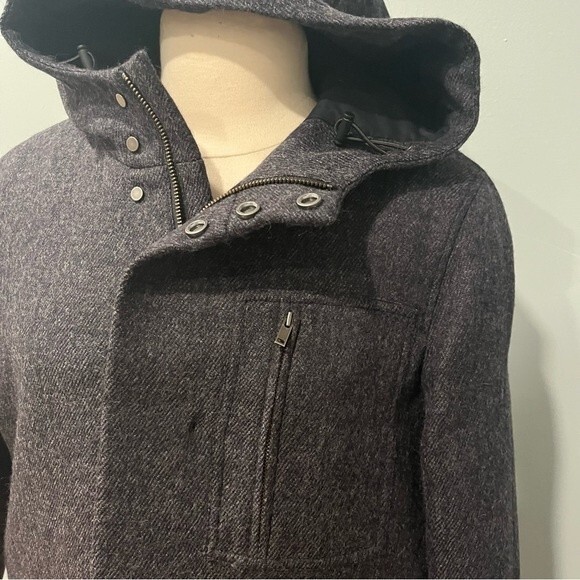 NEW COS Hooded Wool Parka In Charcoal Grey Size 36R - Picture 3 of 11